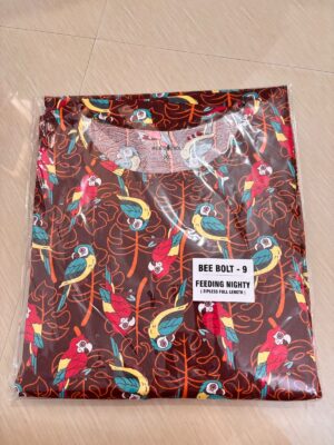 Half Sleeves Printed Maternity Gown With Zipless Nursing Access