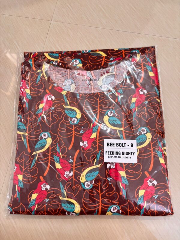 Half Sleeves Printed Maternity Gown With Zipless Nursing Access