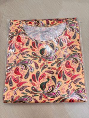Half Sleeves Printed Maternity Gown With Zipless Nursing Access