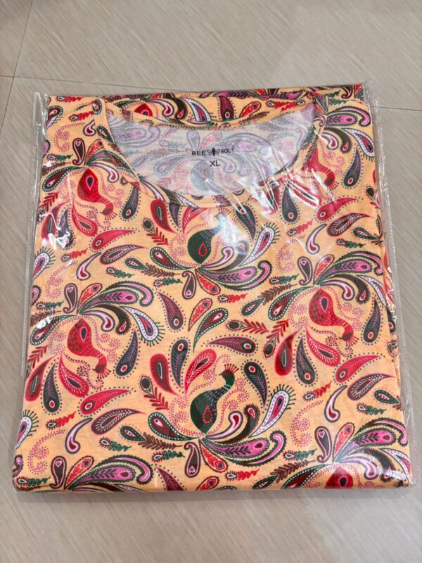 Half Sleeves Printed Maternity Gown With Zipless Nursing Access