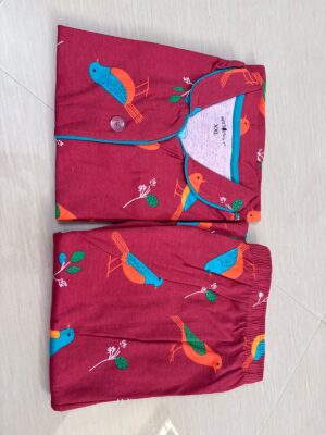 WhatsApp Image 2026-05-14 at 6.12.01 PM (1) Women's Cotton Printed Night Suit Set of Shirt & Pyjama Set with Collar (Available in all the Sizes)
