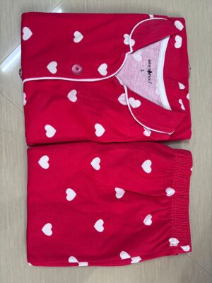 Women’s Cotton Printed Night Suit Set of Shirt & Pyjama Set with Collar (Available in all the Sizes)