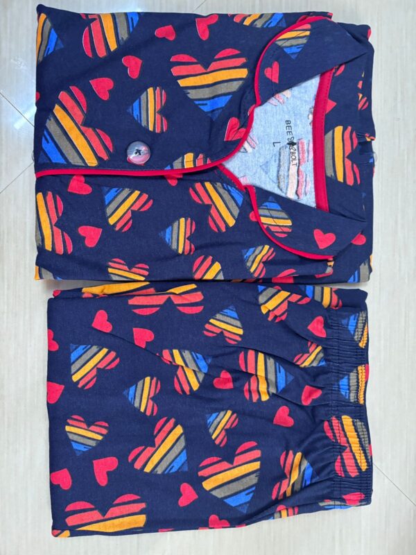 Women's Cotton Printed Night Suit Set of Shirt & Pyjama Set with Collar (Available in all the Sizes)