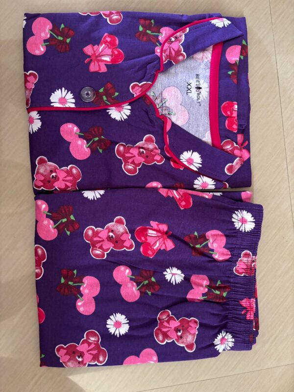 WhatsApp Image 2026-05-14 at 6.12.03 PM (1) Women’s Cotton Printed Night Suit Set of Shirt & Pyjama Set with Collar (Available in all the Sizes)