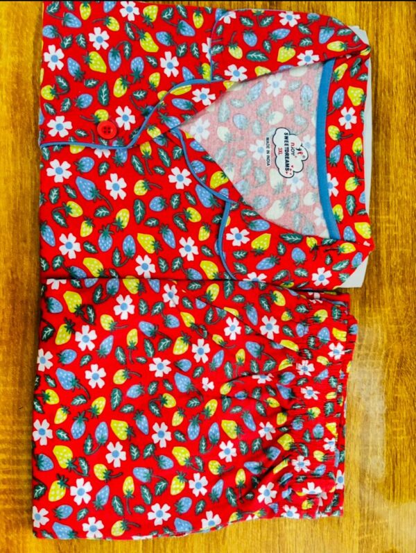 WhatsApp Image 2026-05-14 at 7.45.05 PM (2) Women’s Cotton Printed Night Suit Set of Shirt & Pyjama Set with Collar (Available in all the Sizes)