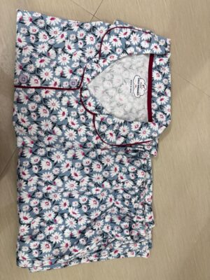 Women’s Cotton Printed Night Suit Set of Shirt & Pyjama Set with Collar (Available in all the Sizes)