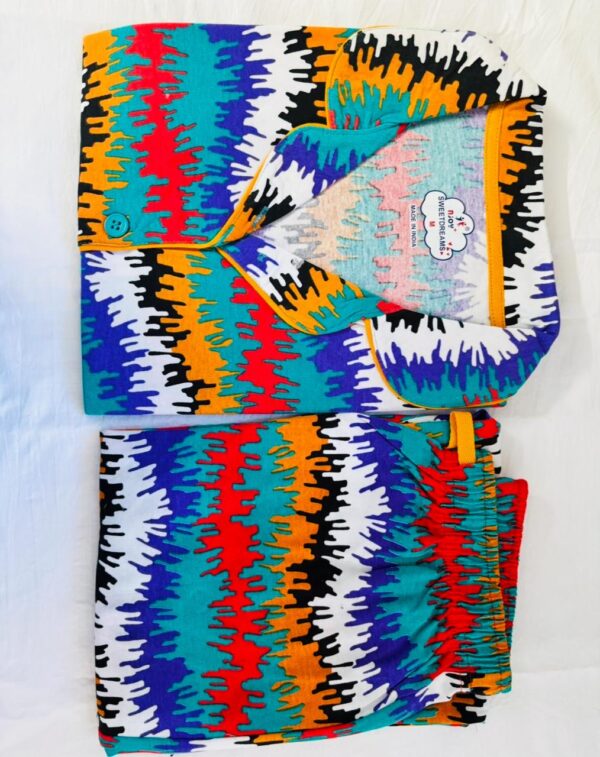 WhatsApp Image 2026-05-14 at 7.45.05 PM Women’s Cotton Printed Night Suit Set of Shirt & Pyjama Set with Collar (Available in all the Sizes)